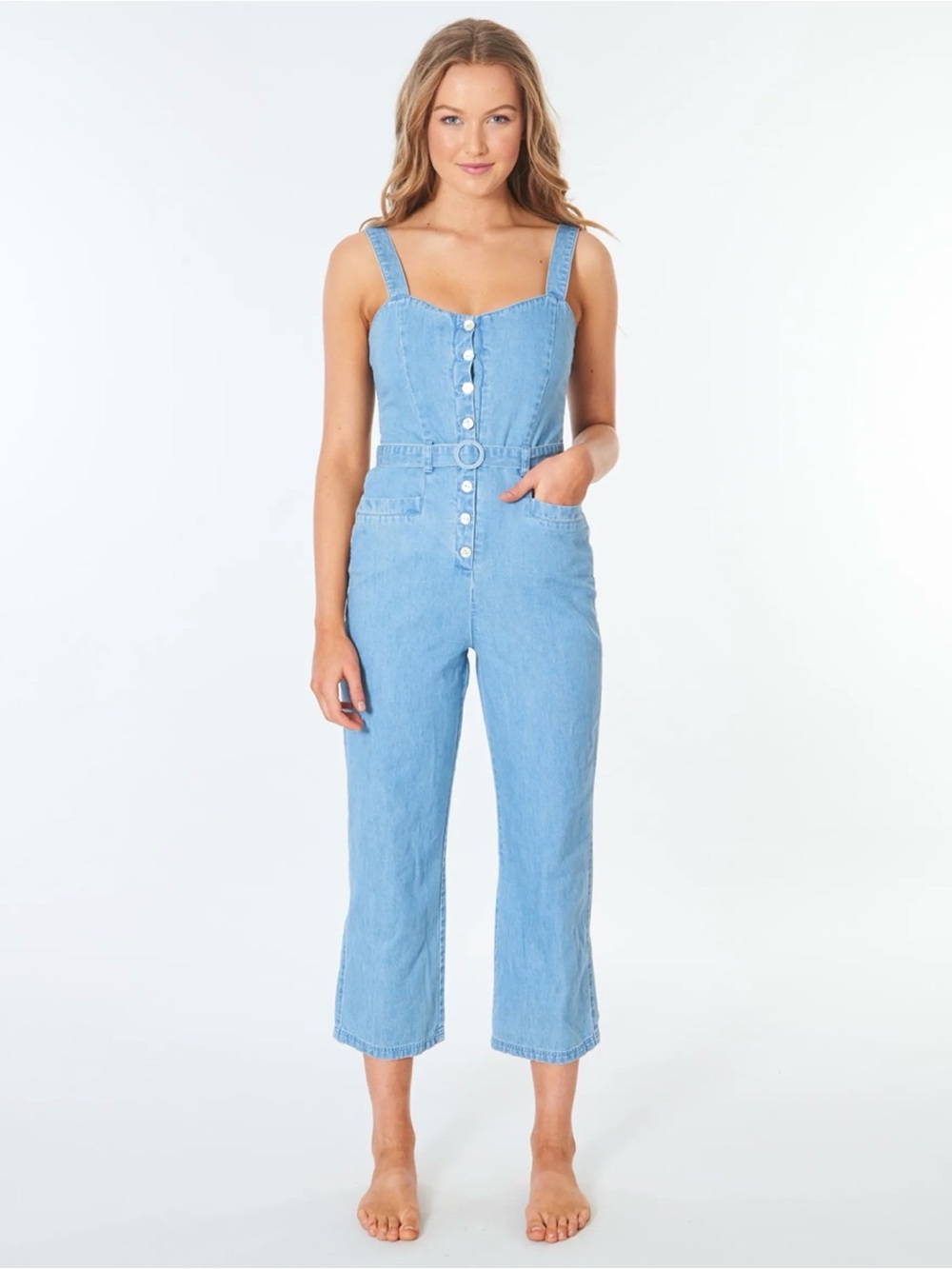 Rip Curl Light Blue Denim Overalls Jumpsuit